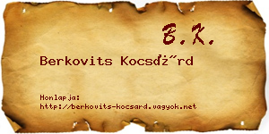 Berkovits Kocsárd névjegykártya